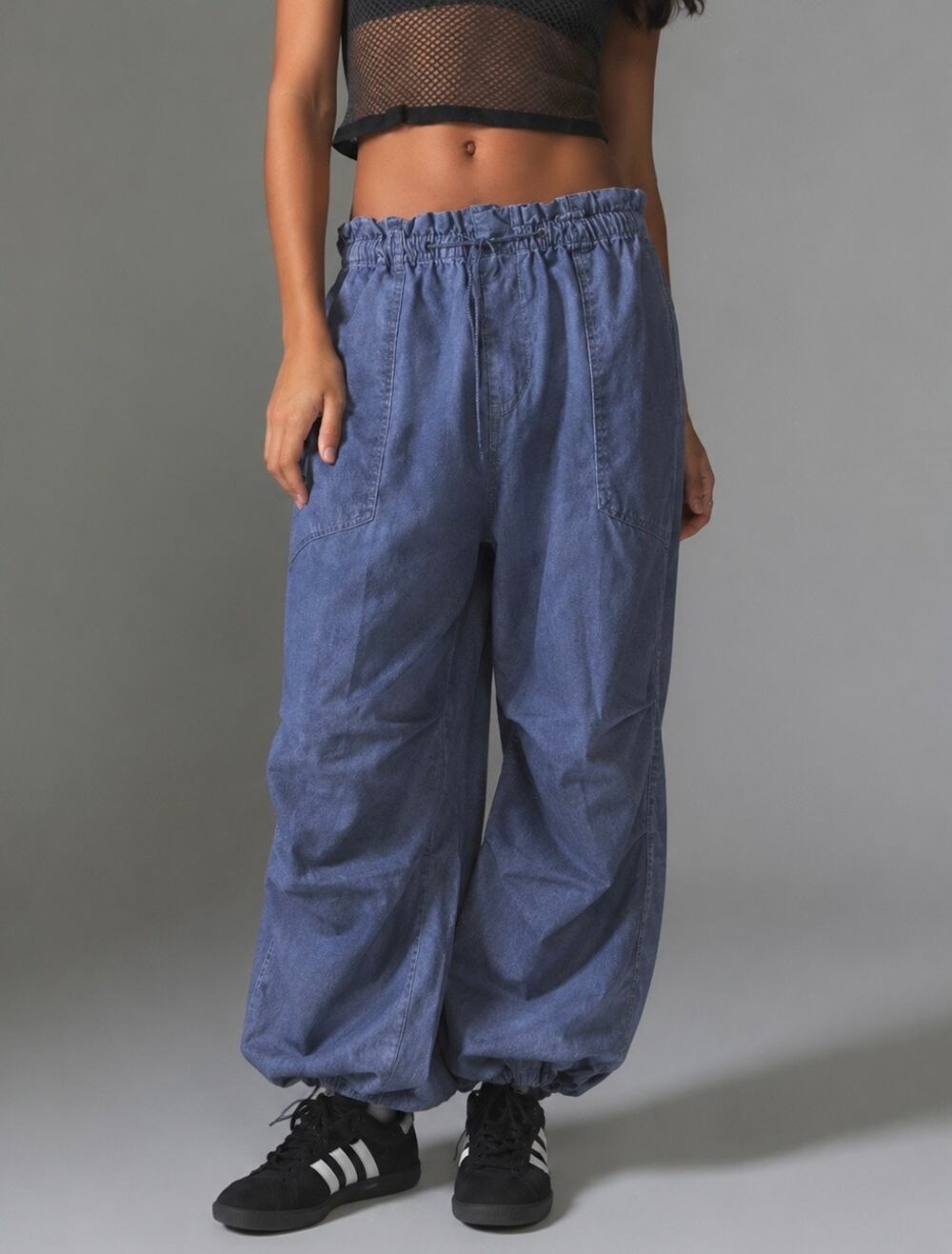 Urban Outfitters Sloan Nylon Baggy Balloon Pant Blue Small Y2K Streetwear NWT